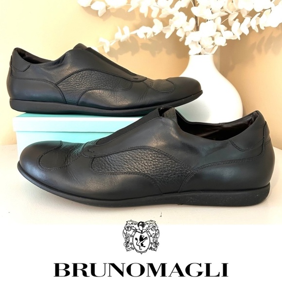 Bruno Magli Men’s Slip on Leather Dress Shoes Black Size 12 - Picture 1 of 17